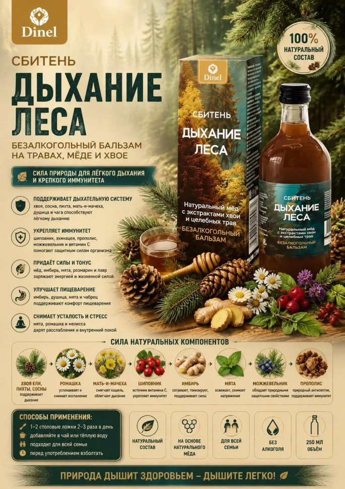  Сбитень Дыхание леса, 250мл  в Сертолове
