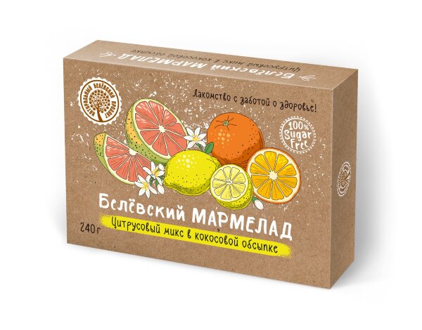 №2 Мармелад белевский на фруктозе 240г "Цитрусовый микс" в Сертолове